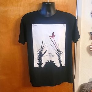 Tim Burton's Edward Scissorhands Red Butterfly Movie Poster T-Shirt Size Large